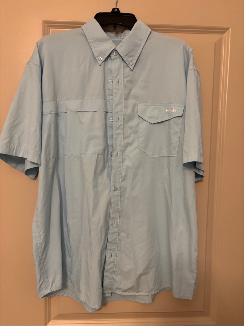 Men’s light blue HUK brand shirt in size XL